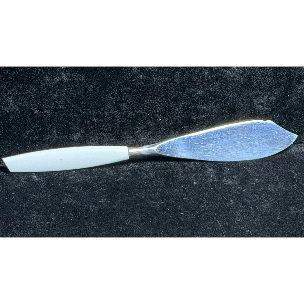 Vintage Mode Danish Butter Knife: Sheffield England, Stainless Steel, Pink Rose